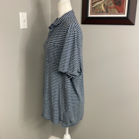 Johnnie O Polo Shirt Mens XL Blue Striped Hanging Out Golf Casual Logo Linen - Picture 4 of 7